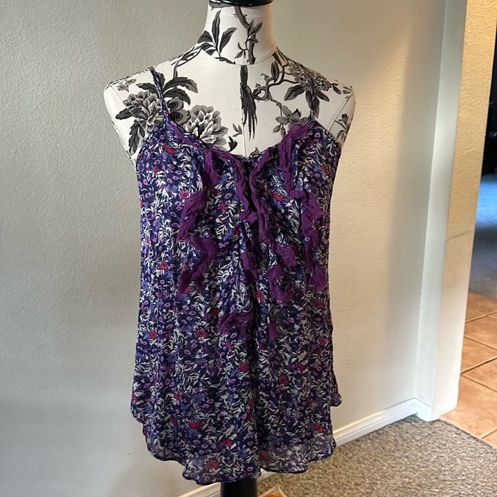 Rebecca Taylor Silk Floral Sleeveless Blouse